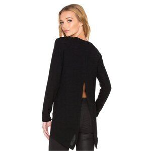LNA Womens Sweater Open Split Back Slit Black Whimsigoth Dark Romance Academia